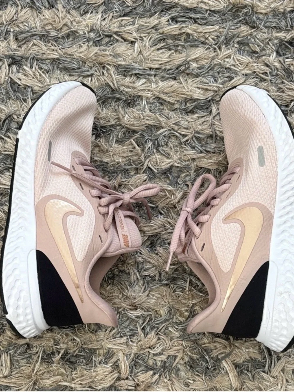 Nike Women's Blush and Black Running Sneakers, Size 6